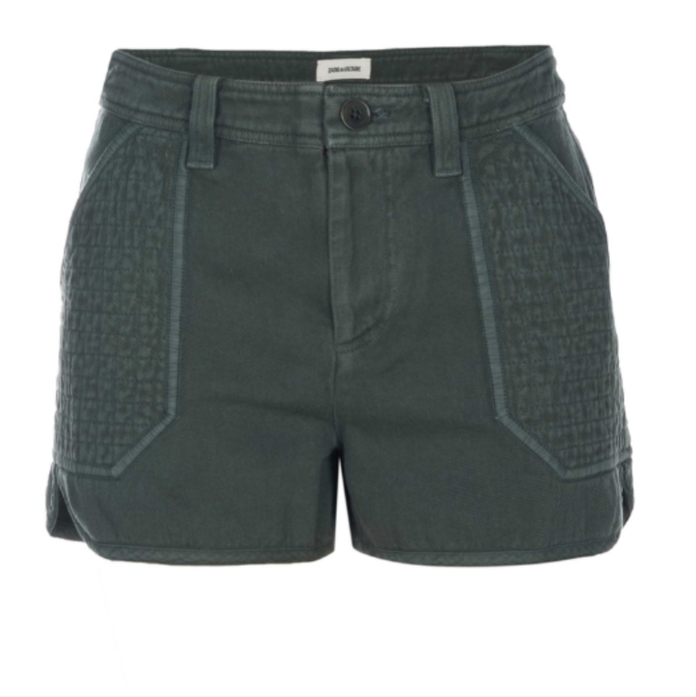 Zadig & Voltaire Green Khaki Cotton Twill Shorts Womens Size XL New